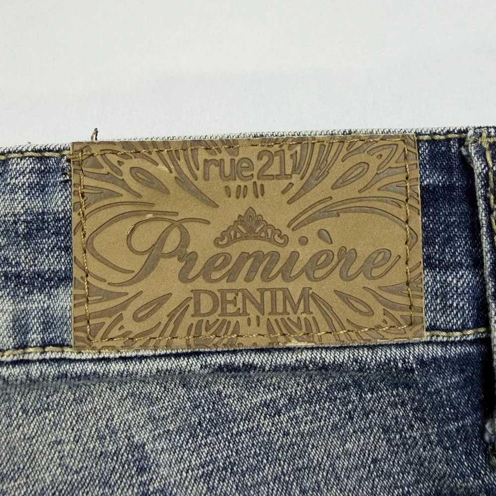 Rue21 Premiere Denim Skinny Jeans Womens 11/2 Blue Low Rise Zipper Pocket Y2K